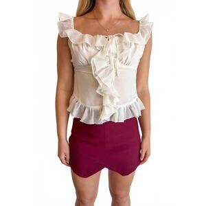 NEW ADELINE playful edge skort in crimson